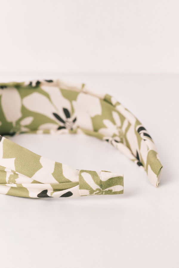 Women'secret Diadema para el pelo con estampado de flores verde estampado
