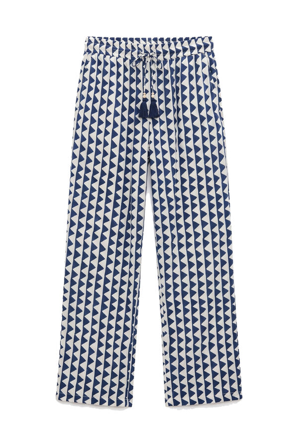 Women'secret Pantal&oacute;n largo estampado geom&eacute;trico azul estampado