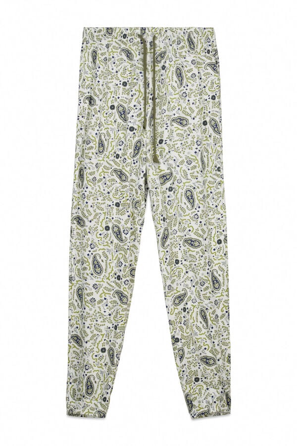 Women'secret Pantal&oacute;n largo de algod&oacute;n estampado Paisley estampado