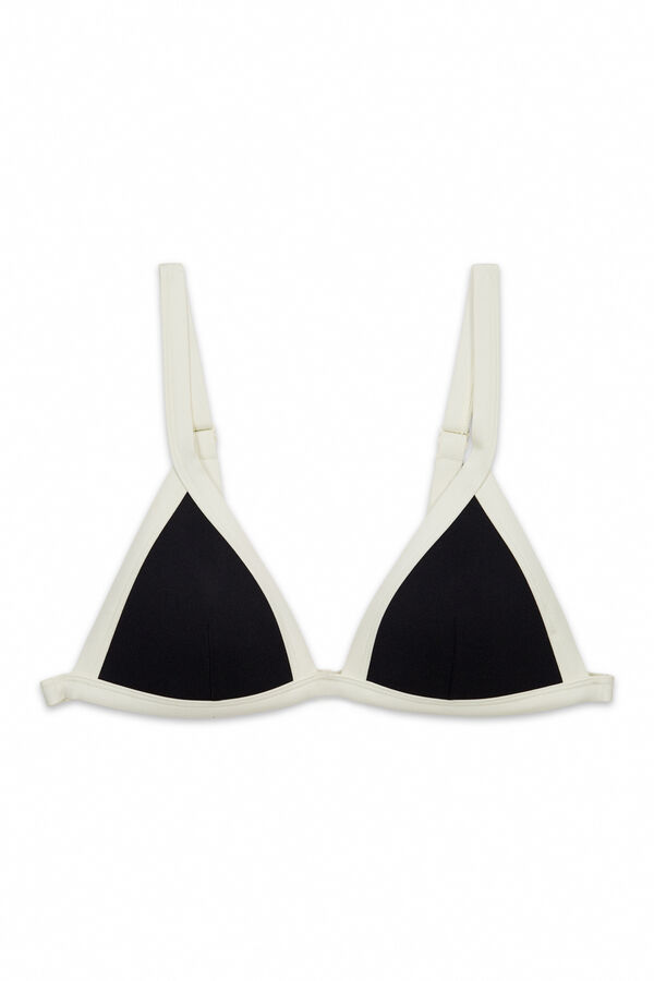 Women'secret Top de bikini triangular push up blanco y negro negro