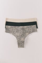 Womensecret Pack de 3 panties brasileñas color caqui oscuro kaki