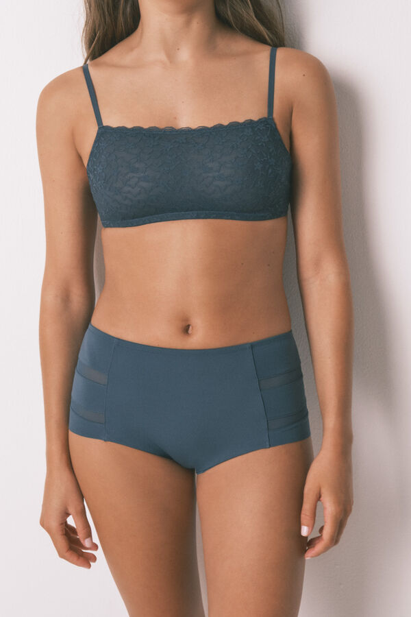Women'secret Panty alta clásica de microfibra verde verde