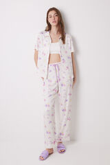 Womensecret Pijama camisera soft touch blanca mariposas marfil