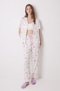 Womensecret Pijama camisera soft touch blanca mariposas marfil