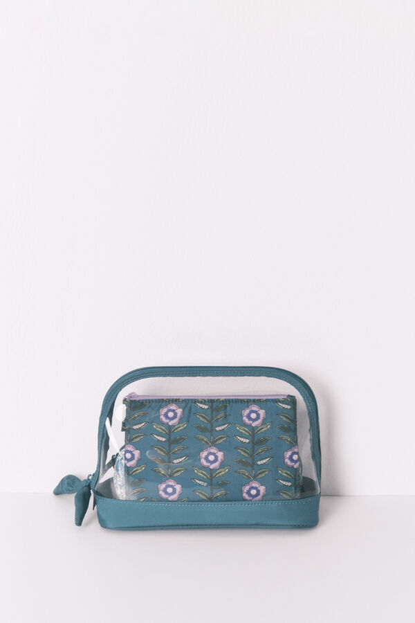 Women'secret Pack de 3 neceseres estampados en color verde estampado