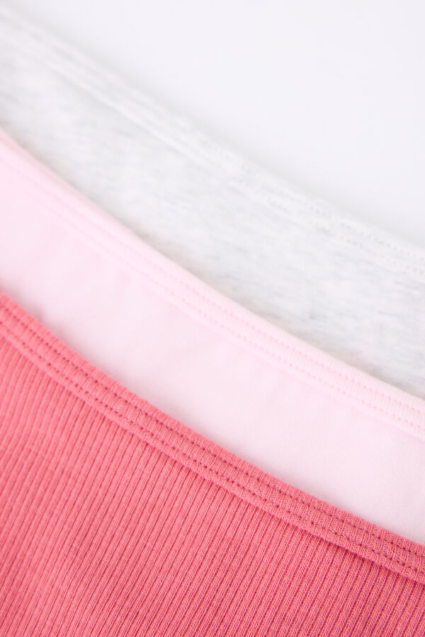 Womensecret Pack 3 tangas rosa, fresa, gris blanco