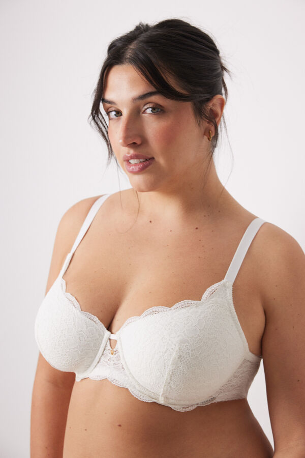 Womensecret BEAUTIFUL brasier clásico relleno encaje blanco amarillo