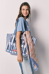 Women'secret Pa&ntilde;uelo estampado de rayas multicolor marfil