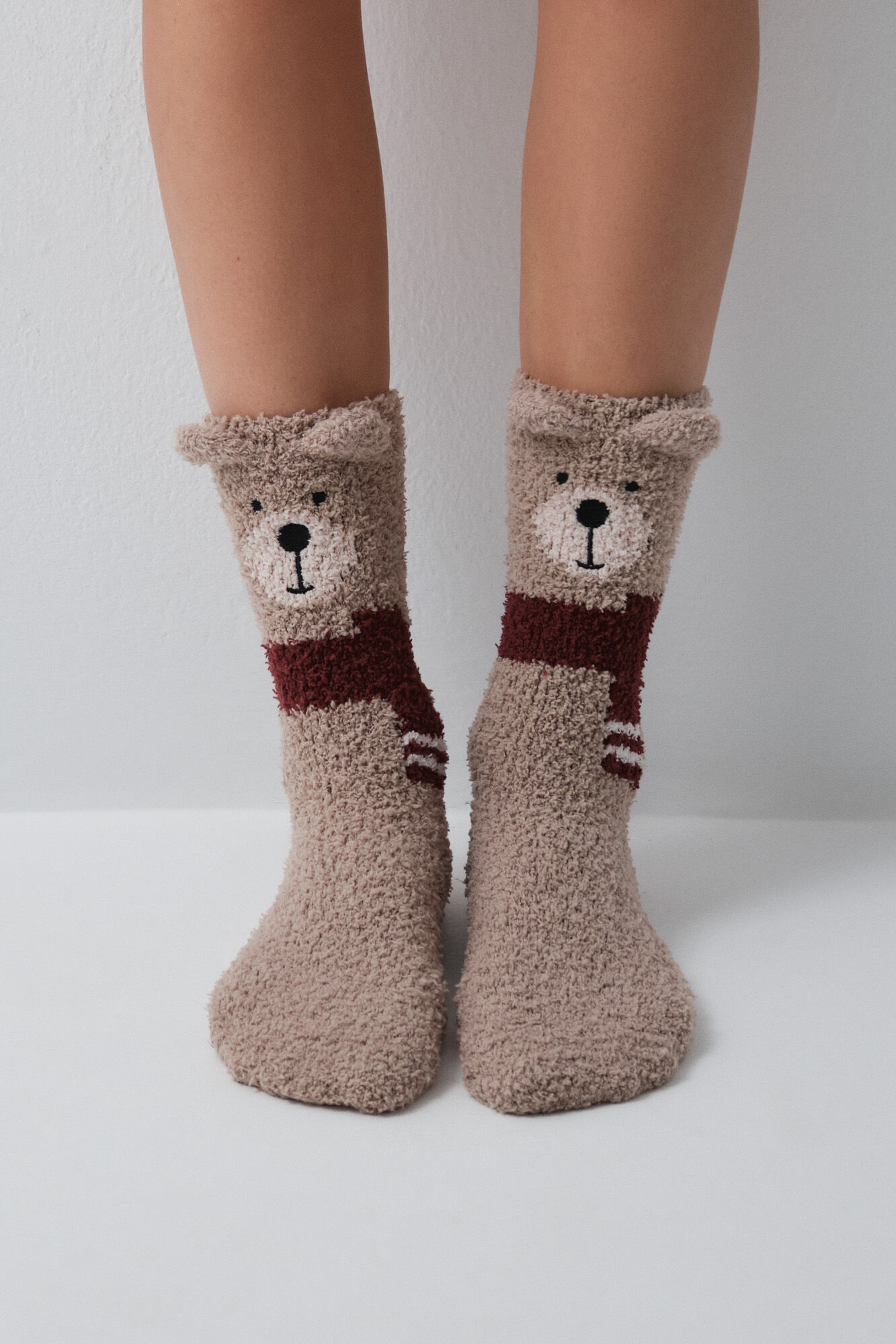 Women'secret Calcetines largos de oso beige