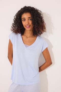 Womensecret Pijama capri de viscosa de rayas azules verde
