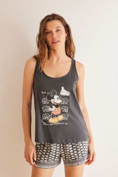 Womensecret Pijama corta 100% algodón en tonos grises Mickey gris