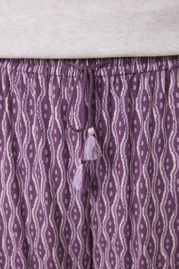 Womensecret Pantalón carrot viscosa estampado ikat morado/lila