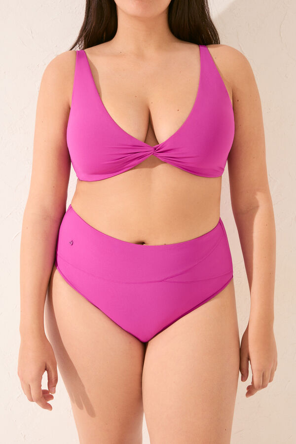 Womensecret Panty de bikini de cintura alta con efecto moldeador morado/lila