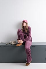 Womensecret Pantalón de terciopelo vino suave púrpura