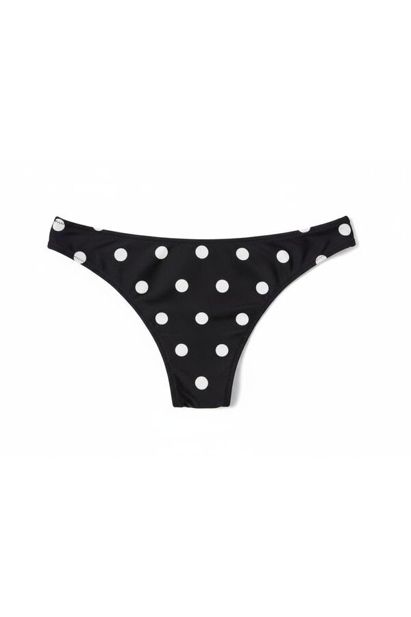 Women'secret Panty de bikini brasile&ntilde;o estampado de puntos reversible negro