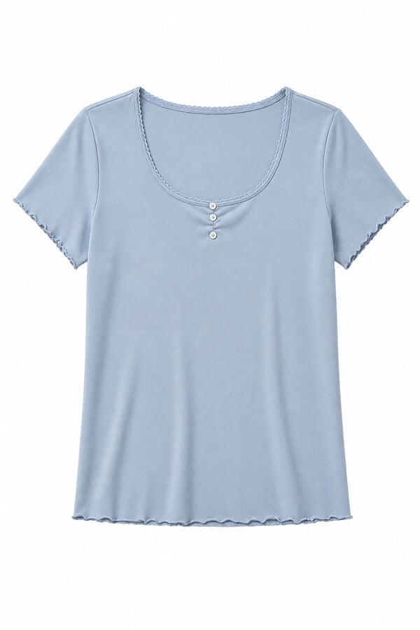 Women'secret Playera manga corta de algod&oacute;n azul azul