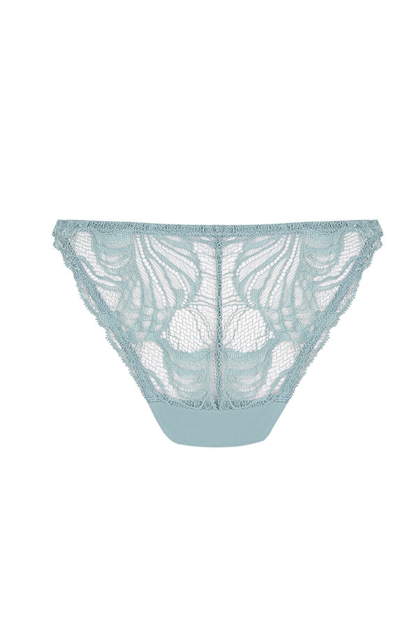 Womensecret Tanga tira microfibra y encaje verde verde