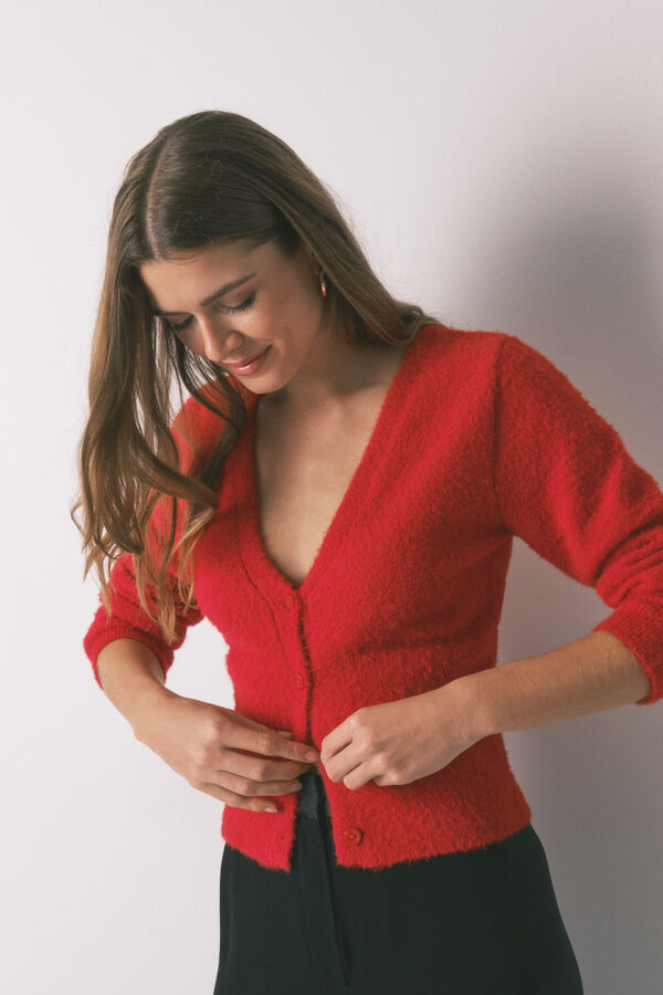 Women'secret C&aacute;rdigan corto tricot suave rojo rojo