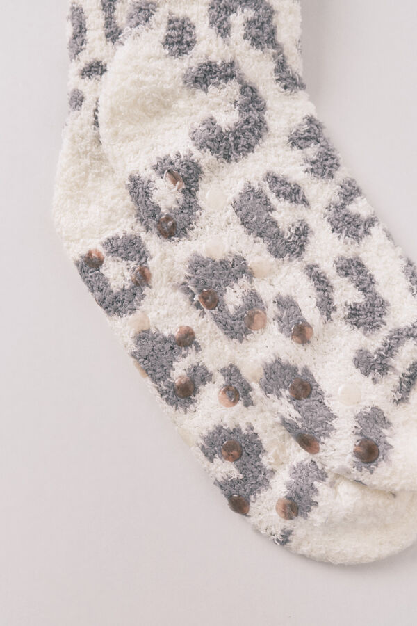 Women'secret Calcetines largos de leopardo  café