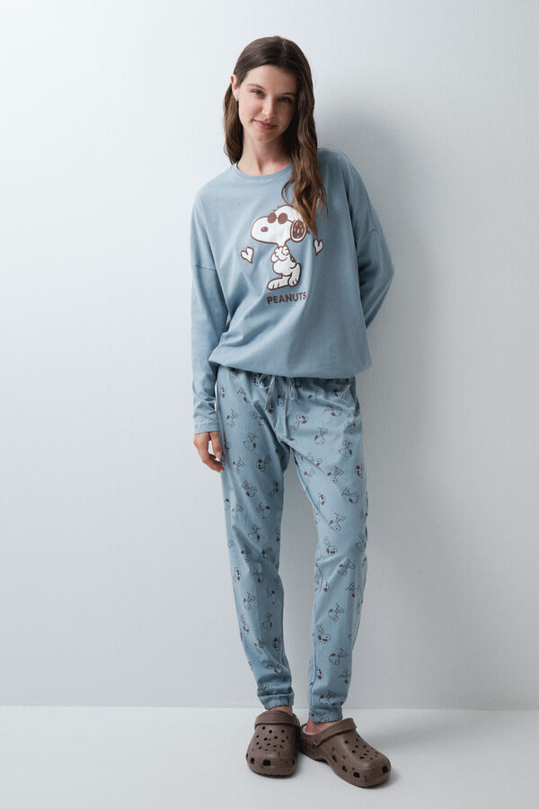 Women'secret Pijama larga Snoopy 3D azul