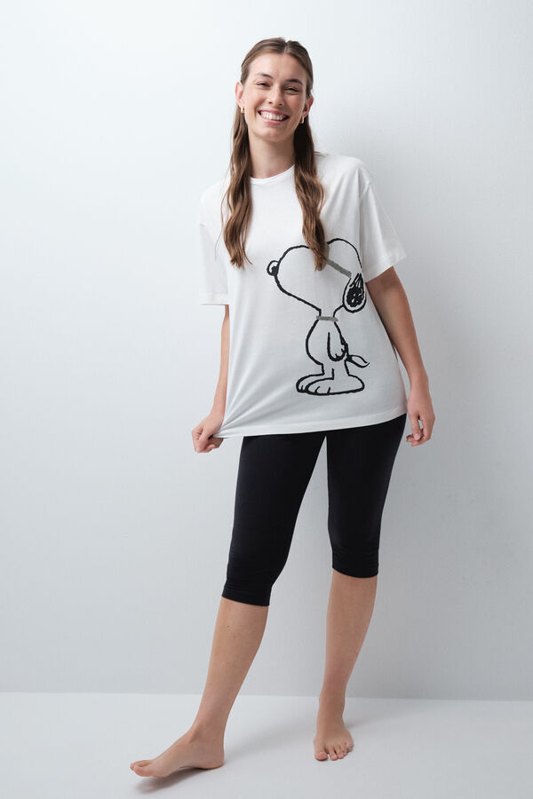 Women'secret Pijama de algod&oacute;n Snoopy legging blanco