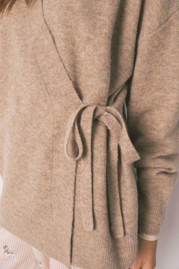 Women'secret C&aacute;rdigan corto liso de tejido tricot rosa caf&eacute;