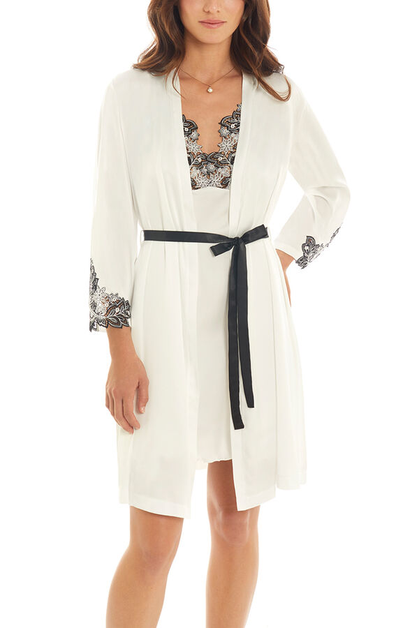 Ivette Bridal Bata corta de crepe serenity marfil