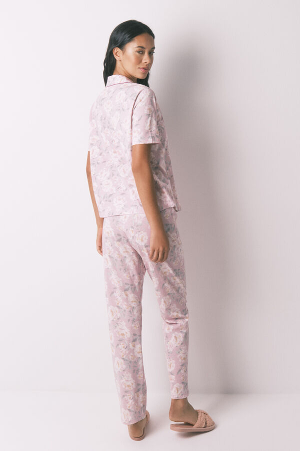 Women'secret Pijama camisera floral 100% algodón  rosa
