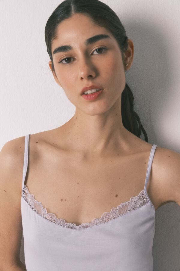 Women'secret Playera de tirantes de tejido s&uacute;per suave azul azul