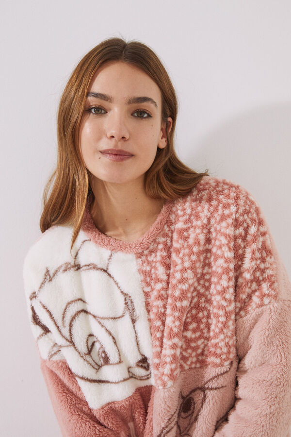 Women'secret Pijama fleece peluche Bambi rosa