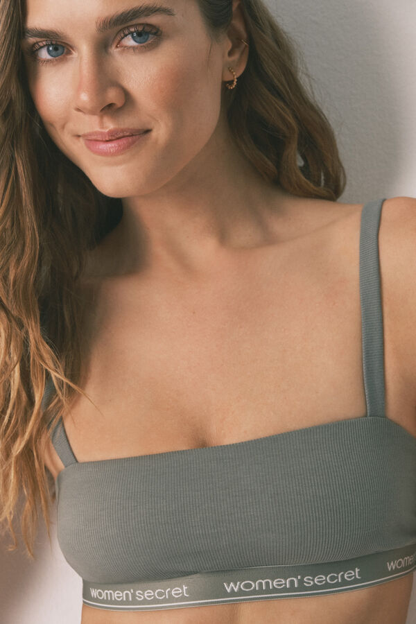 Women'secret Top sin costuras costuras de algod&oacute;n color caqui kaki