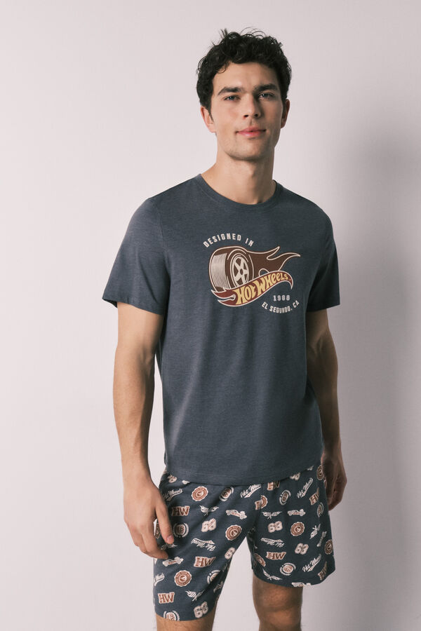 Women'secret Pijama corta de hombre de algod&oacute;n Hotwheels gris
