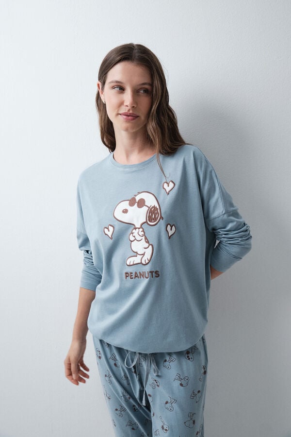 Women'secret Pijama larga Snoopy 3D azul