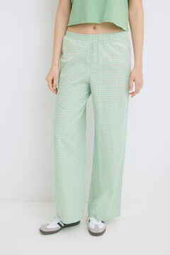 Womensecret Pijama 100% algodón con cuadros vichy verdes verde