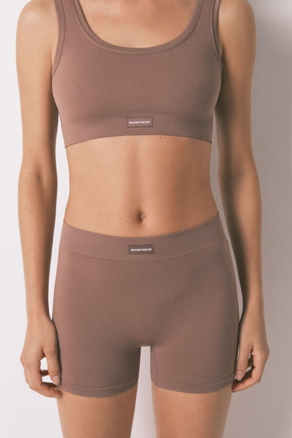 Women'secret Pantalón marrón sin costuras  café