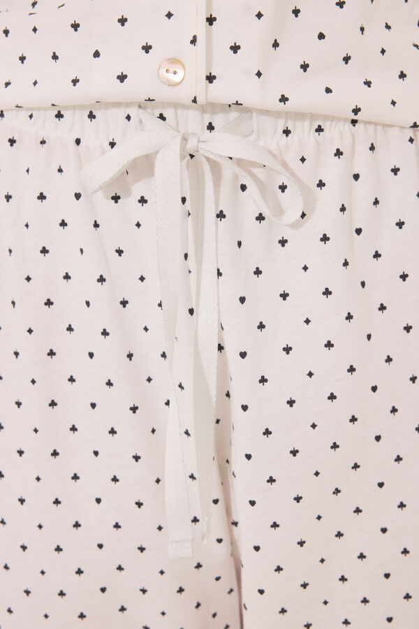 Womensecret Pijama camisera de algodón con puntos de Snoopy marfil