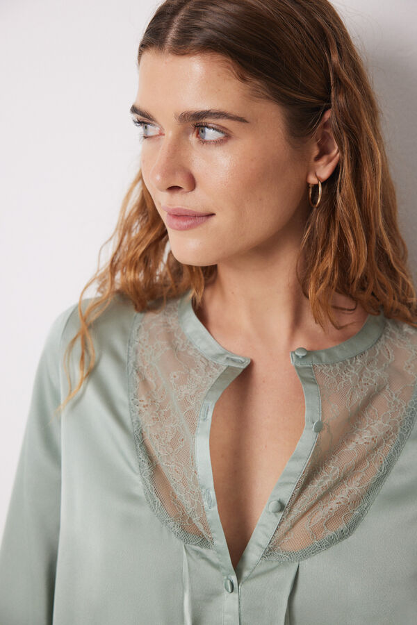 Womensecret Pijama larga chiffon verde verde