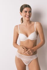 Women'secret Panty ancha brasileña de encaje blanco blanco
