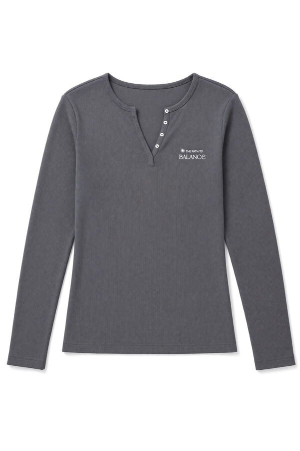 Women'secret Playera manga larga de algod&oacute;n gris gris