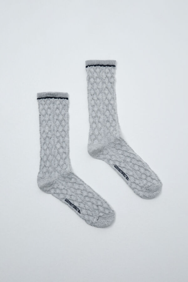 Women'secret Calcetines largos de textura lurex gris gris