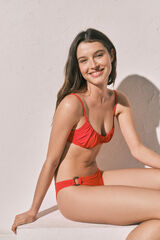 Women'secret Panty de bikini efecto U naranja coral