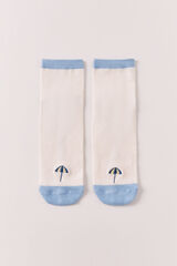Women'secret Calcetines cortos bordado sombrilla azul