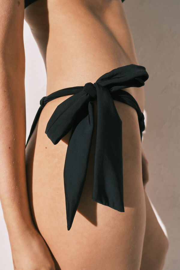 Women'secret Panty de bikini cortina negra negro
