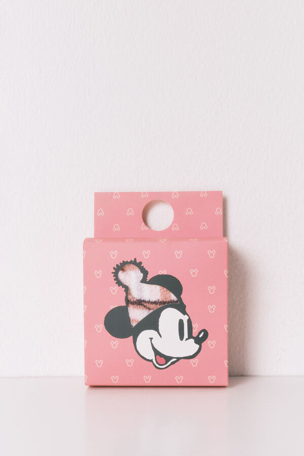 Women'secret Calcetines largos de piel con estampado de cuadros de Mickey Mouse rosa