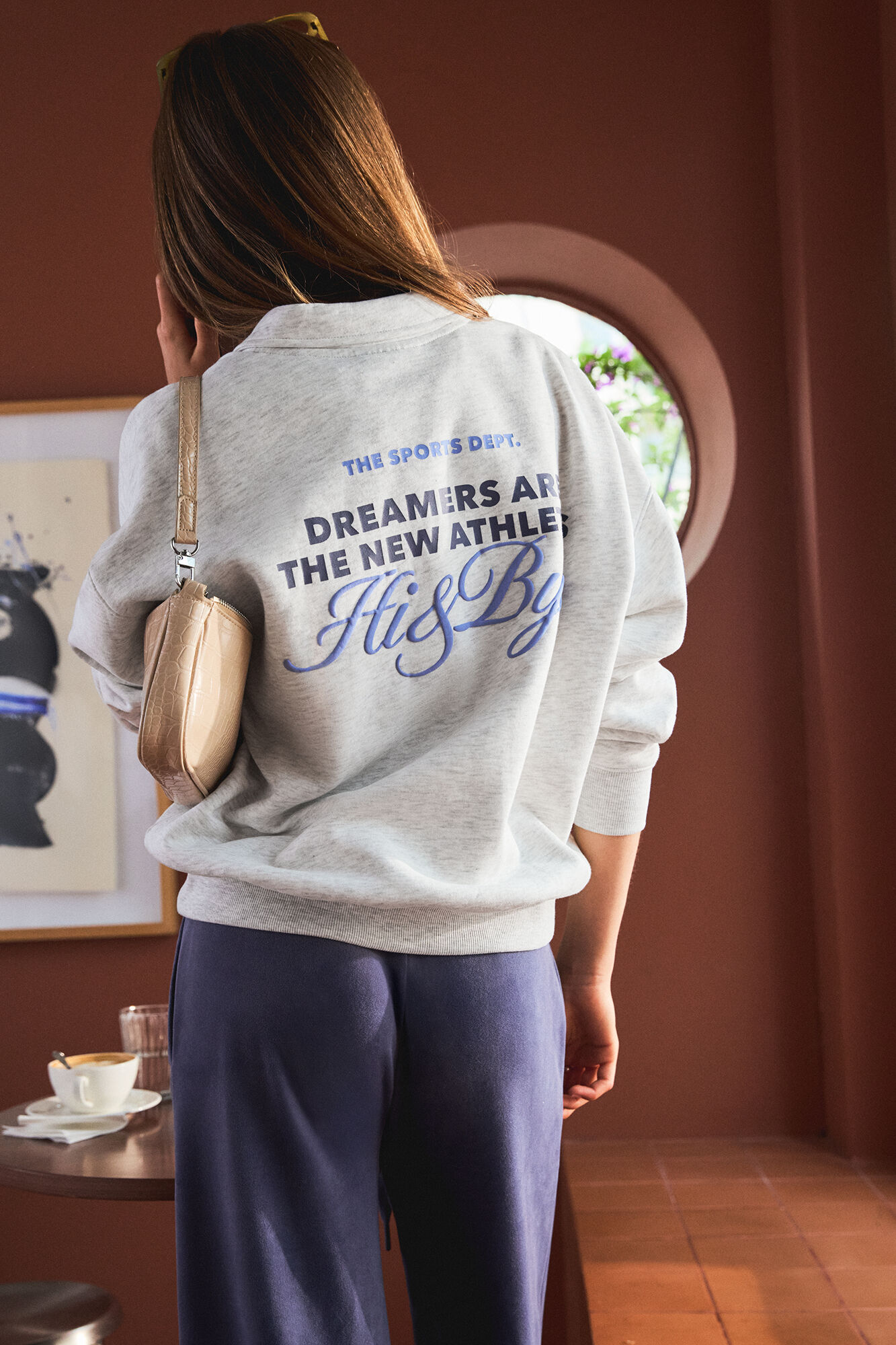 HI&BYE Sudadera polo gris oscuro