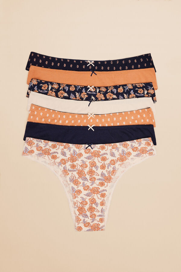 Womensecret Pack 7 panties brasileños algodón boho estampado