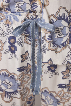Womensecret Pijama camisera capri 100% algodón flores azul