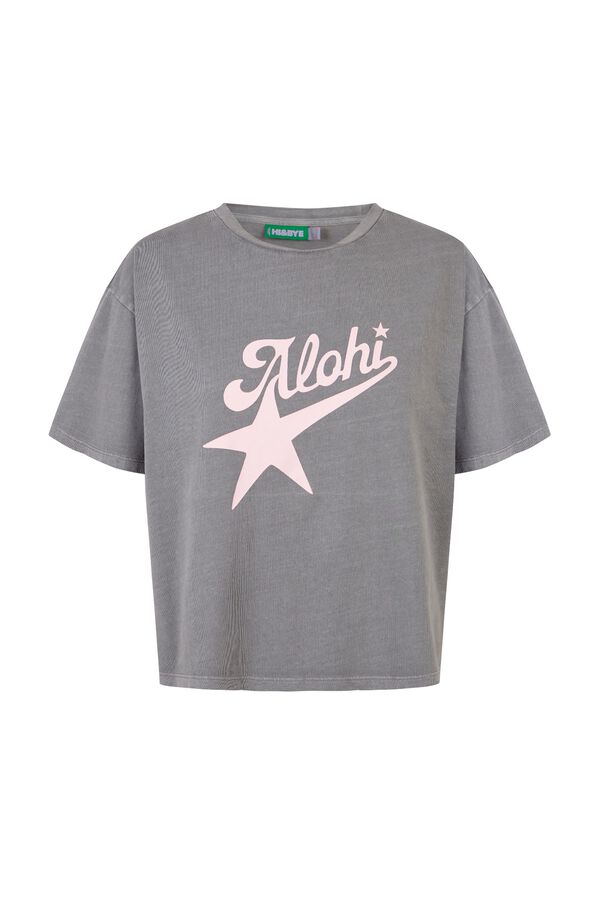 HI&BYE Playera manga corta de algod&oacute;n gris gris