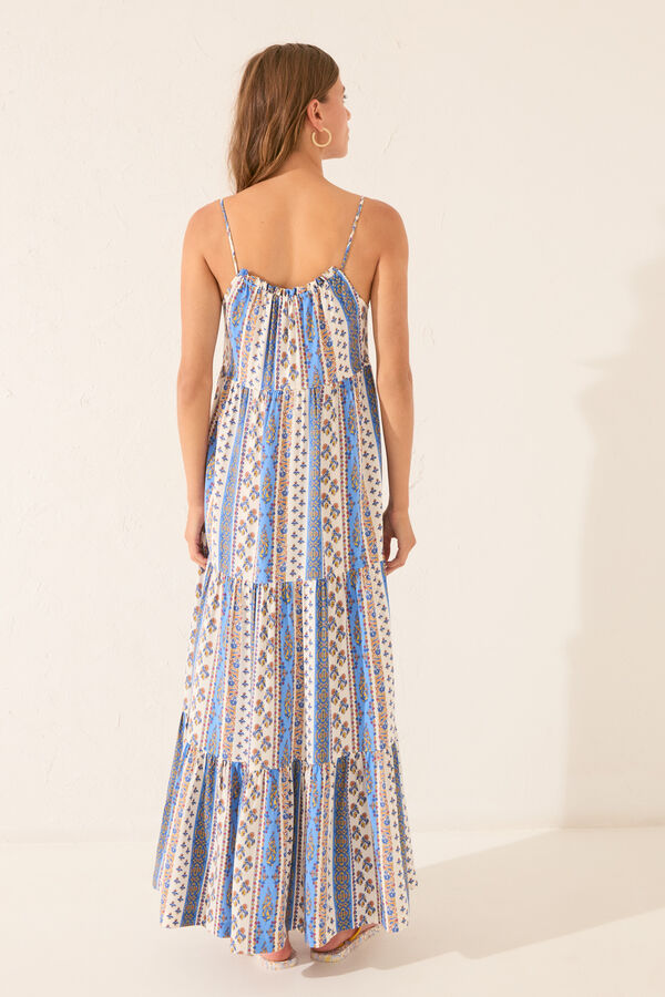 Womensecret Vestido con borde de viscosa multicolor estampado