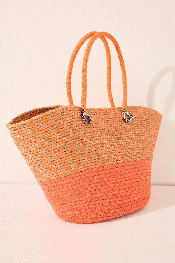 Womensecret Bolso de bolsa bolsa de playa de rafia naranja, bolsa naranja
